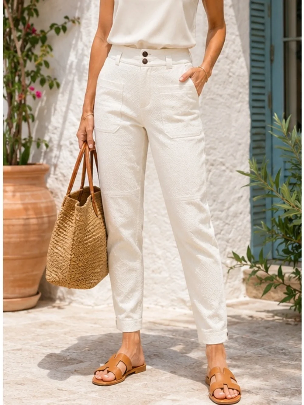 NWT Rag & Bone Abby Stretch Cotton Pants Ivory High Rise  $425. Size 4